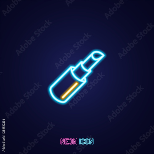 pomade simple luminous neon outline colorful icon on blue background.