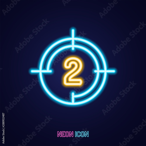 movie countdown simple luminous neon outline colorful icon on blue background.