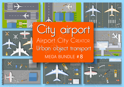 City terminal airport plan top view set