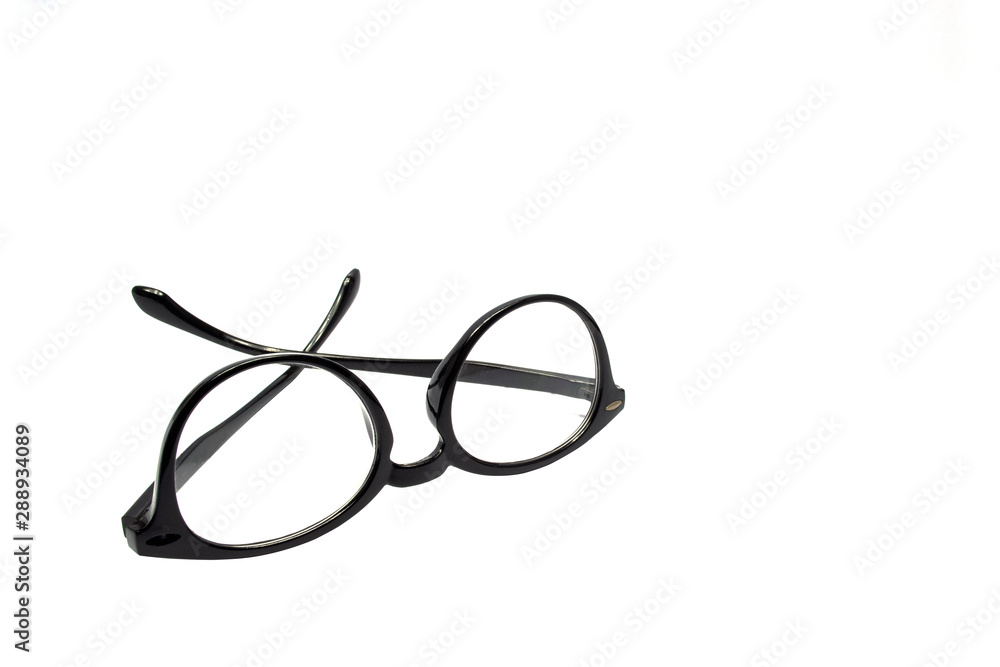 Black Glasses lsolated on white background with selective focus. Black Glasses lsolated on white background with selective focus.