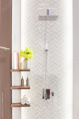 Clean bright white bathroom