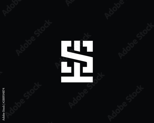 Creative and Minimalist Letter ST TS Logo Design Icon, Editable in Vector Format in Black and White Color