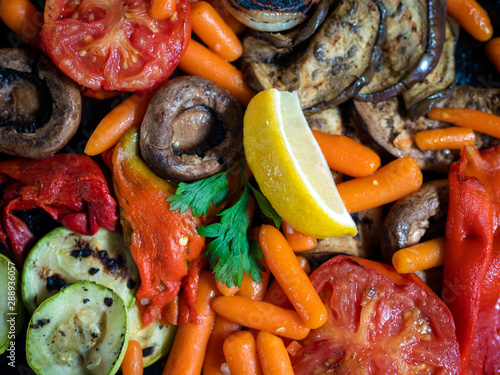 Vegetarian Food Mixed Vegetables Closeup Image