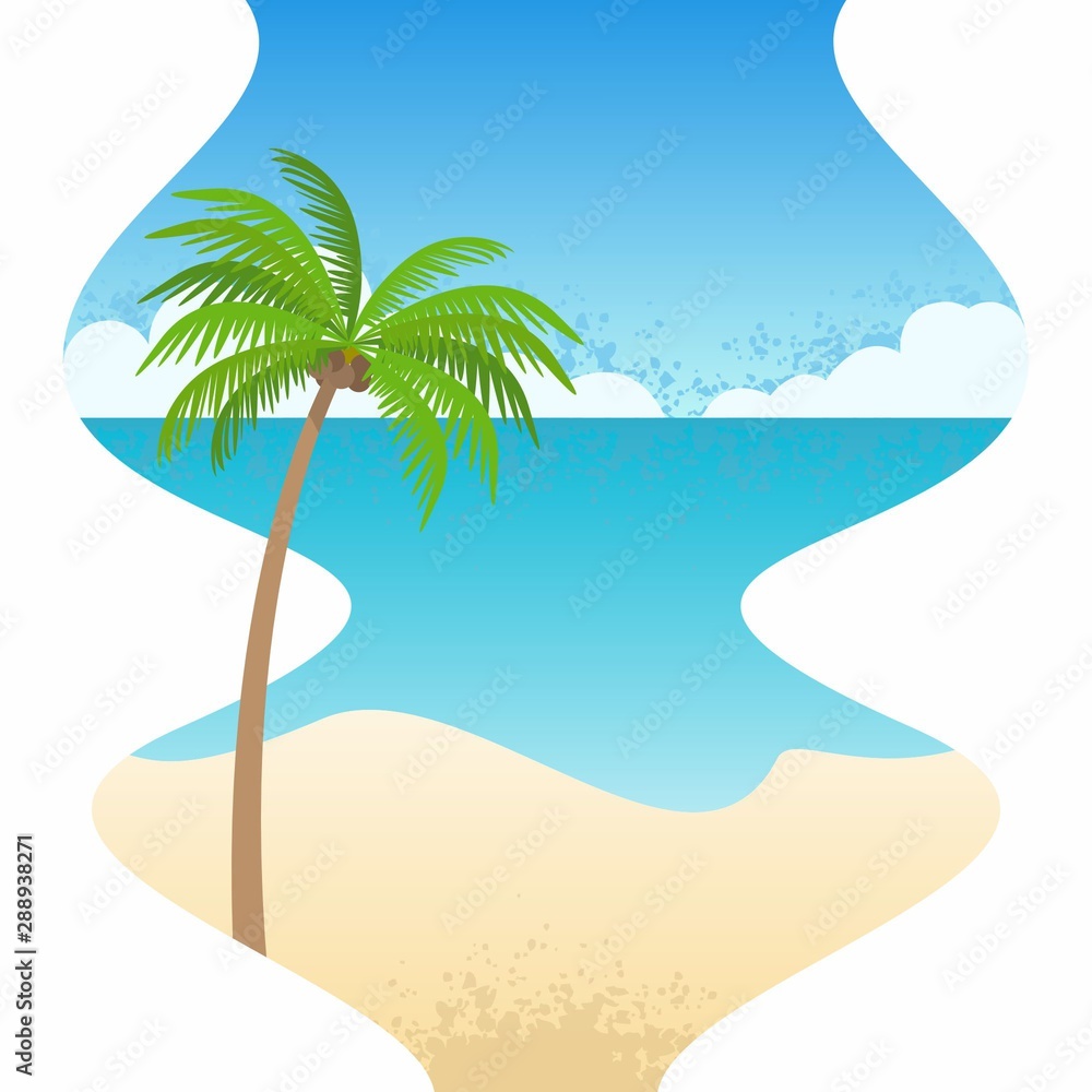 LAT DESIGN VIEW OF THE EDGE OF THE BEACH WITH THE COCONUT TREE IN ADDITION