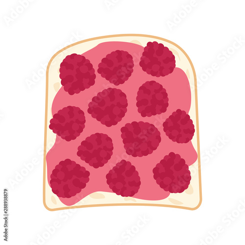 sandwich with raspberry jam and berries vector
