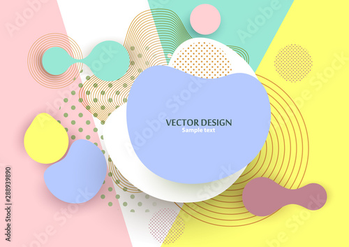 Dynamic color shapes and lines. Abstract composition with flowing liquid forms on a colored geometric background. Template for design banner  flyer or presentation.