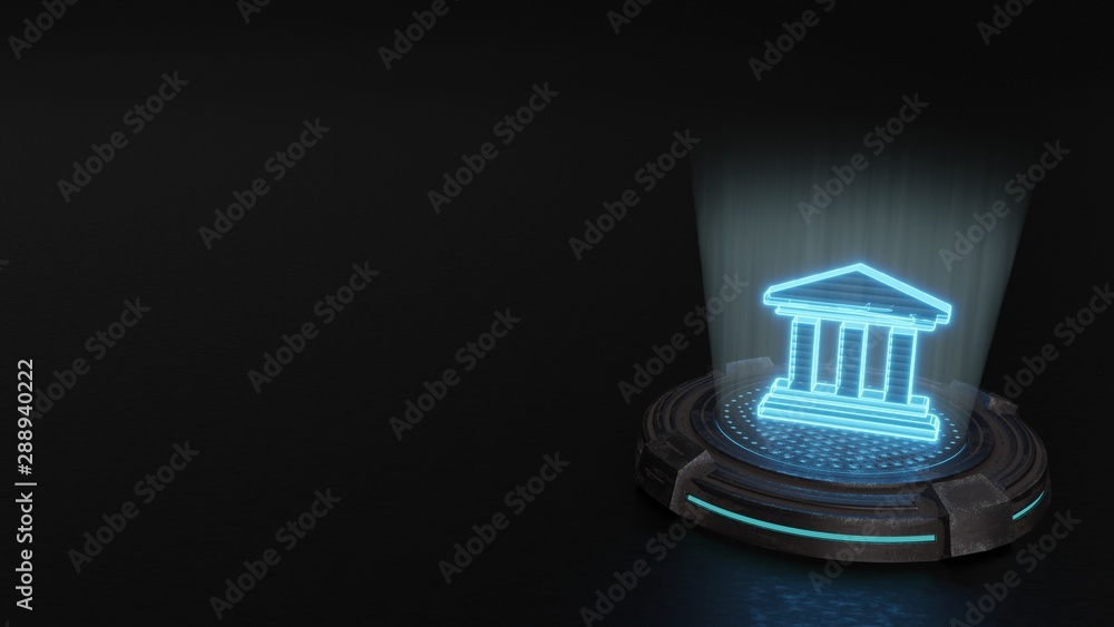 3d hologram symbol of university icon render 3d hologram symbol of university icon render