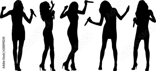 silhouettes of woman with microphone photo