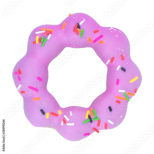 Purple donut with sprinkles isolated on white background with clipping path.