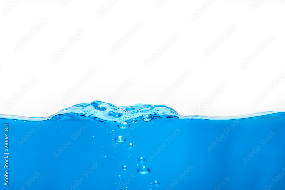 Obraz Blue water wave with bubbles close-up background texture isolated on top. Big size large photo