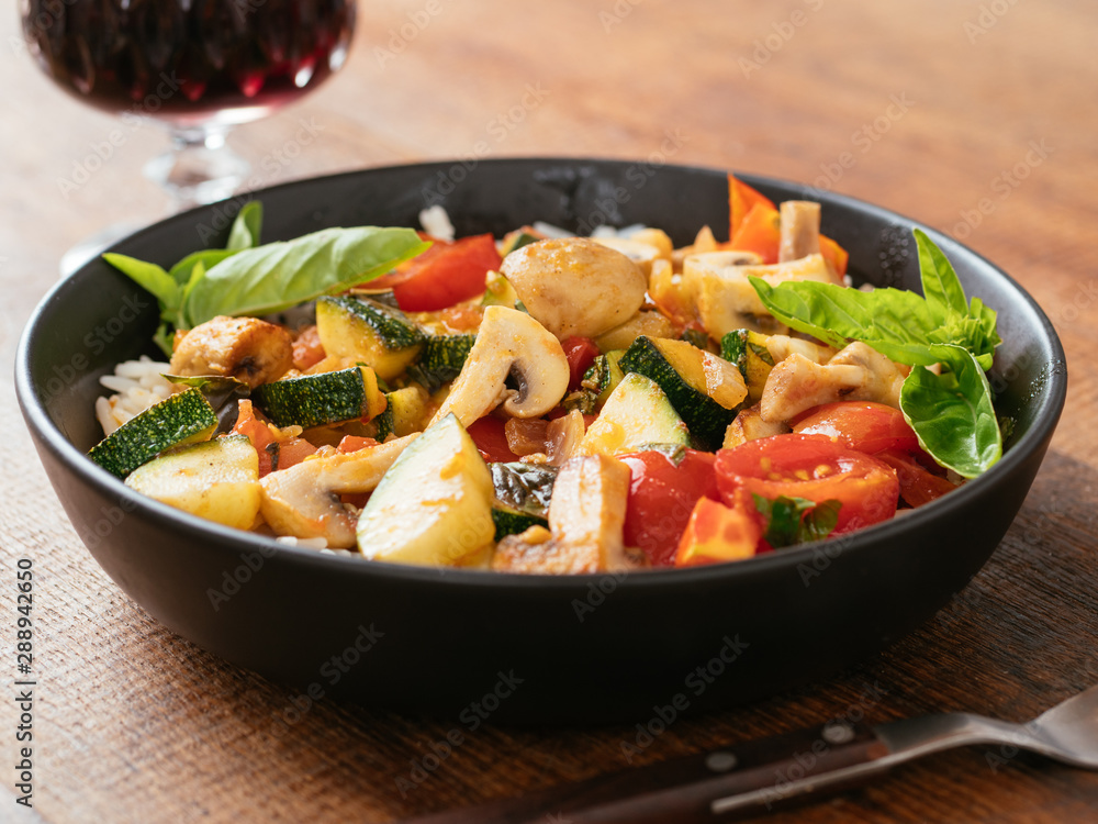 Italian Style Zucchini and Mushrooms on Rice Italian Style Zucchini and Mushrooms on Rice