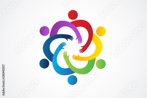 Logo teamwork unity handle people vector