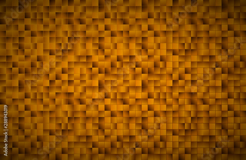 Modern golden mosaic pattern, gold squares with shadows