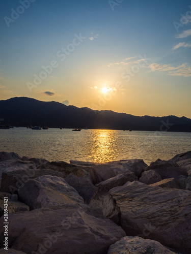 sunset at the port of Saint Florent  Corsica - France 