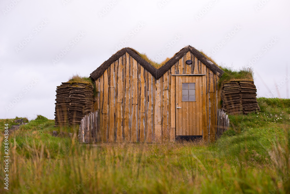 Traditional Icelandic houses with grass roof in Iceland. Europe. Traditional Icelandic houses with grass roof in Iceland. Europe.