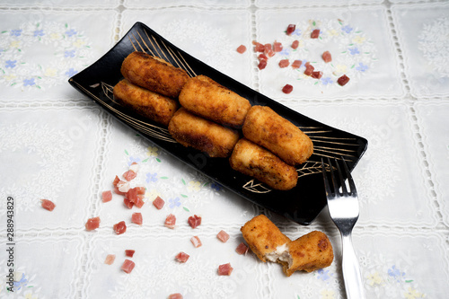 Quadro em tela Homemade Spanish serrano ham croquettes