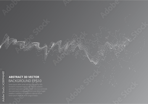 Abstract background with sprayed particles. Fluctuations in geometric shapes in space.