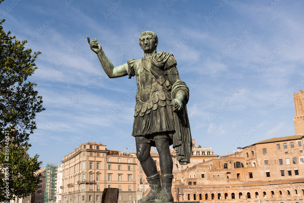 Fototapeta premium statue of Julius Caesar in via dei fori fori in Rome
