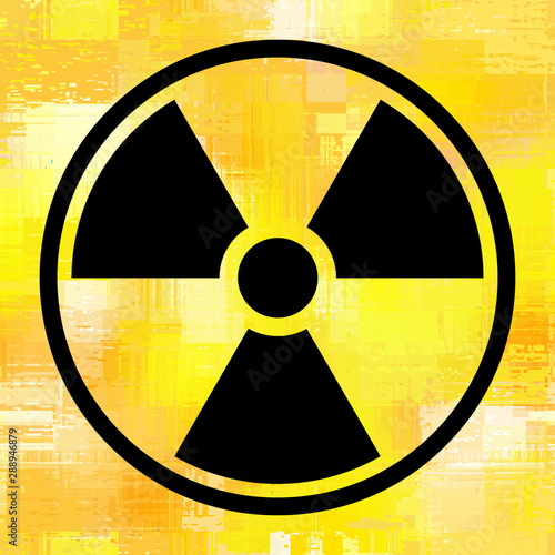 Sign radiation on grunge yellow background. Vector illustration. The background is seamless.