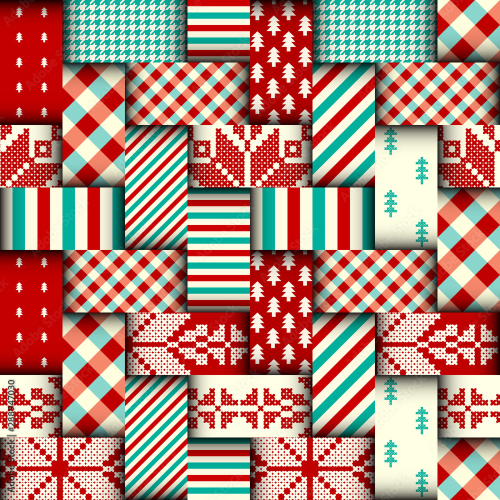 Seamless background pattern. Christmas Patchwork pattern. Vector image Seamless background pattern. Christmas Patchwork pattern. Vector image