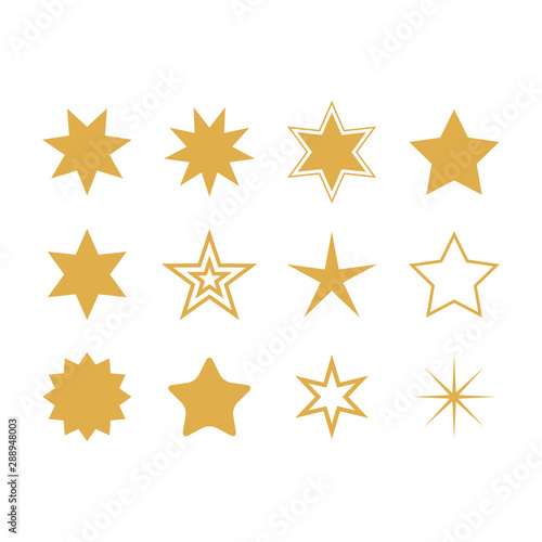 Set of shiny star icons in different style