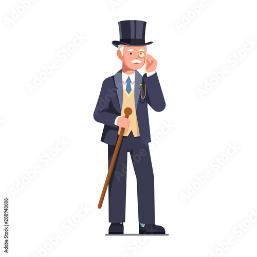 Rich old tycoon business man wearing retro suit
