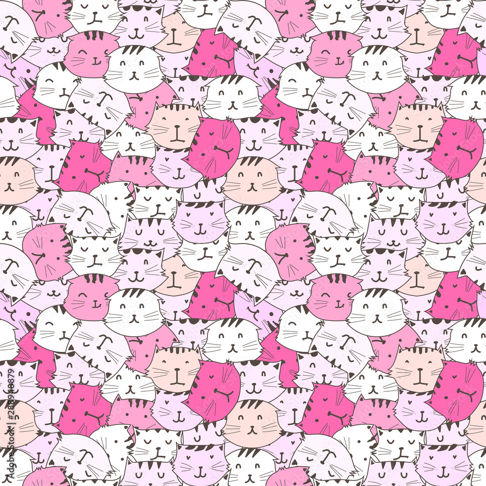 Cute cat seamless pattern background. Vector illustration. Cute cat seamless pattern background. Vector illustration.