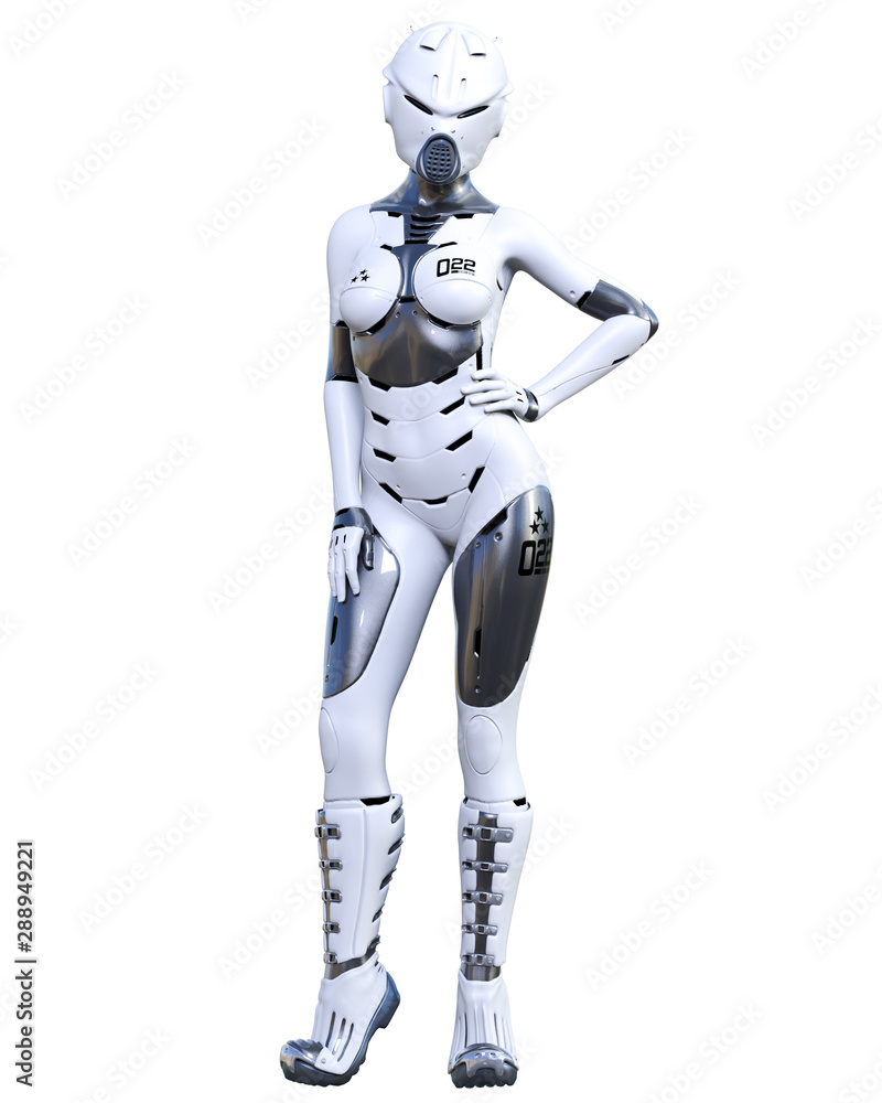 Robot woman. Matte metal droid. Artificial Intelligence. Robot woman. Matte metal droid. Artificial Intelligence.