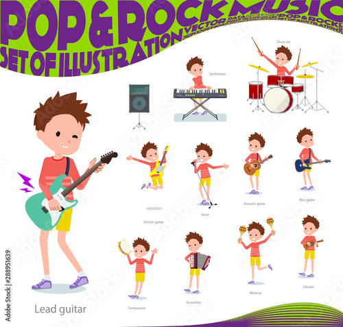 flat type Red clothing short hair boy_pop music