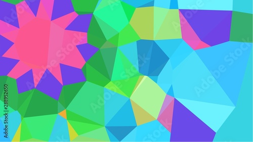 multicolor triangles with medium turquoise, pale violet red and lime green color. abstract geometric background graphic. can be used for wallpaper, poster, cards or graphic elements photo