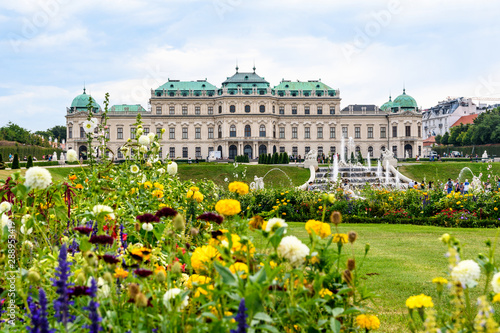 Flowers in front of the palace Belvedere in Vienna, Austria