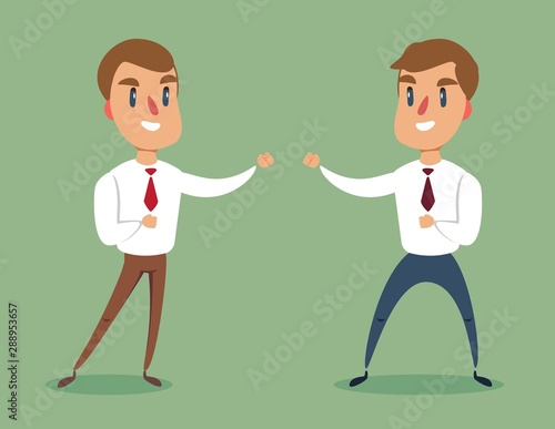 Businessman fighting against another businessman. Business competition concept. Stock flat vector illustration.