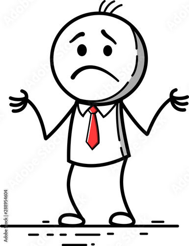 Sad Vector Stickman Cartoon Character