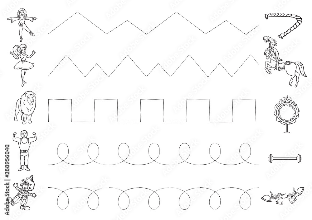 Handwriting Practice Sheet. Educational Children Game, Printable Worksheet  for Kids. Writing Training, Tracing Lines. Stock Vector - Illustration of  elementary, handwriting: 106195431