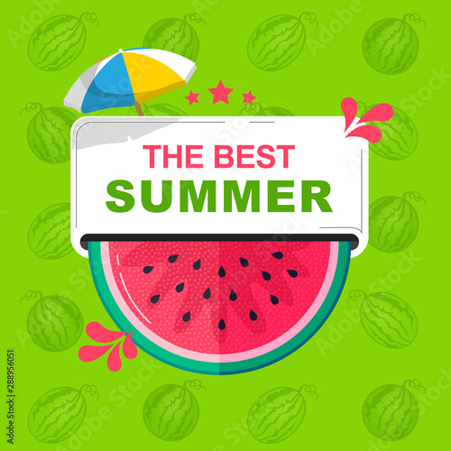 Vector Summer Poster Template with Watermelon