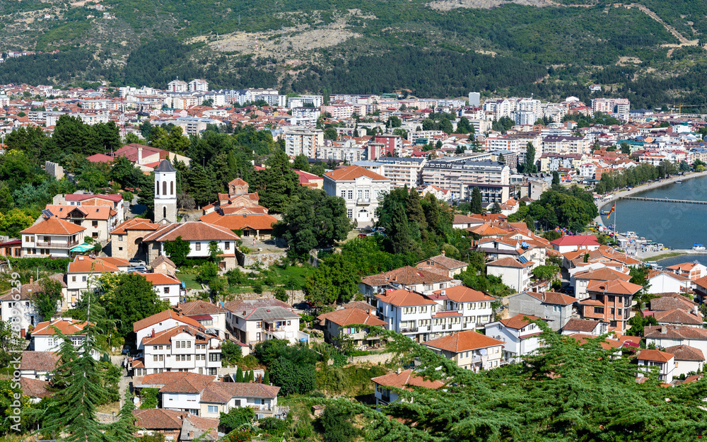 Naklejka premium Panorama of the old town of Ohrid, Republic of North Macedonia