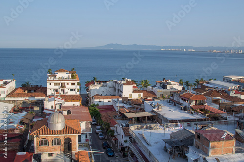 Panoramic view of the city  night photo of the beach in Puerto Vallarta  Jalisco  Mexico