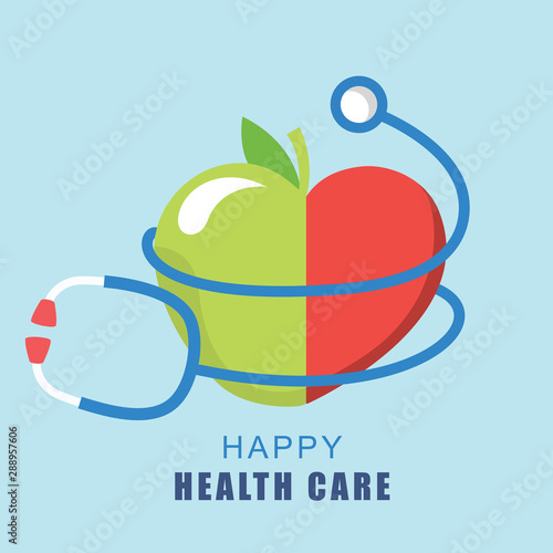Stethoscope and Apple Vector Medicine Icon