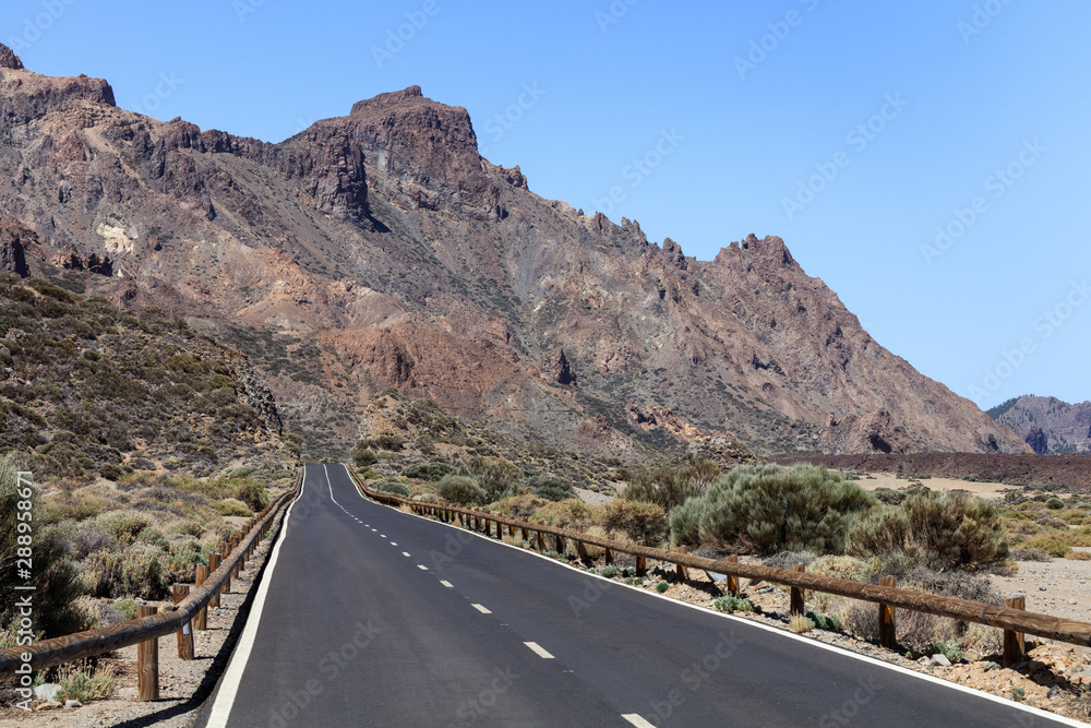 mountain road in Teide National Park. Tenerife island