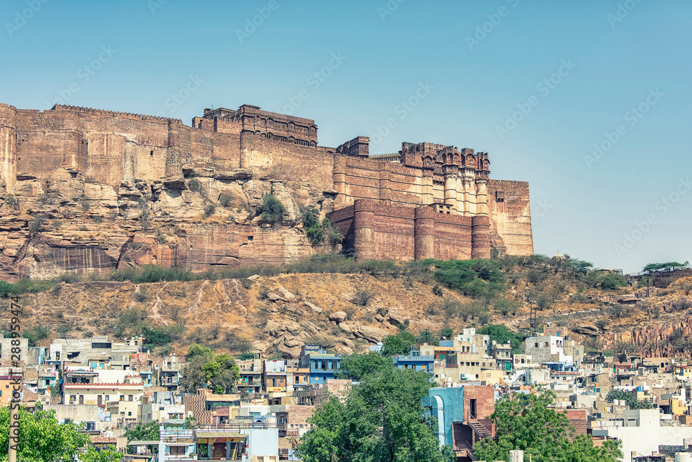 Jodhpur, the Blue City and the Mehrangarh Fort in Rajasthan, India