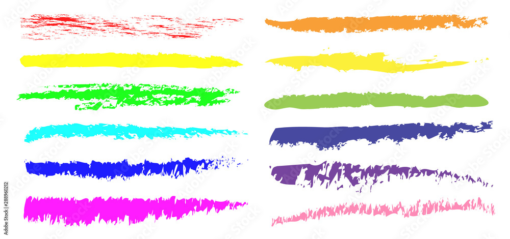 Fotografie set of colored rectangles lines brush on white background
