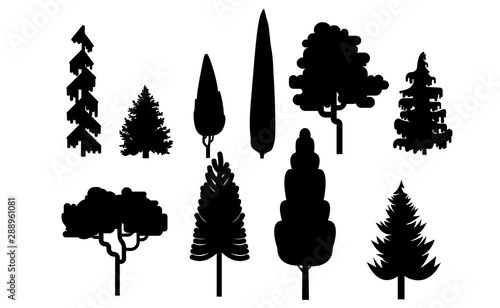 Vector Tree Icon Silhouettes Set