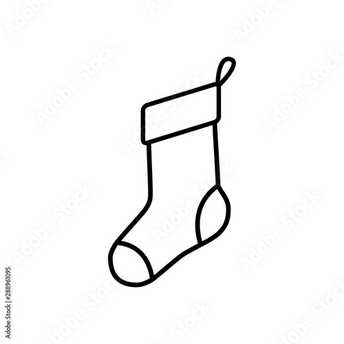 Icono plano lineal calcetín navidad en color negro