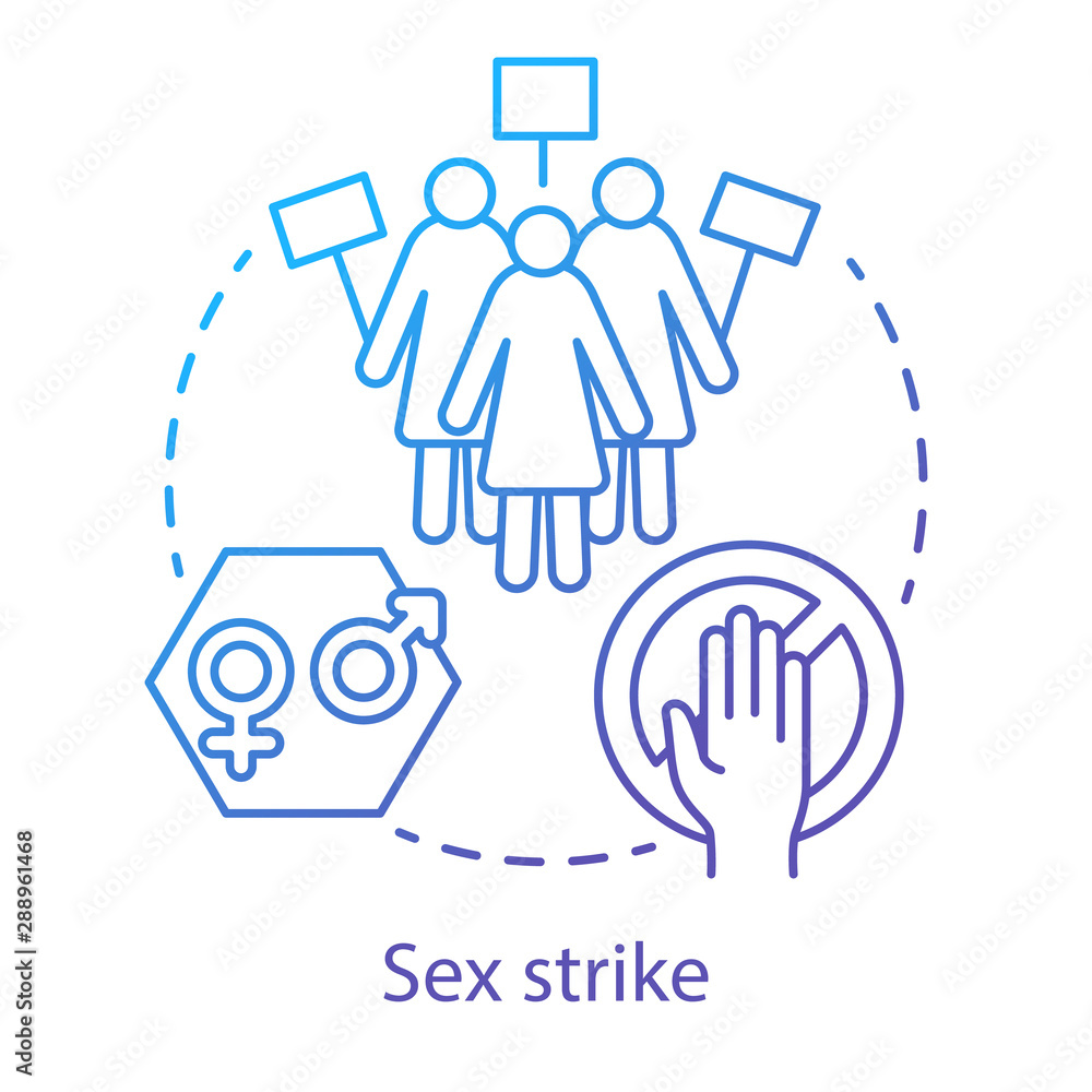Sex strike concept icon. Sexual abstinence, feminism idea thin line