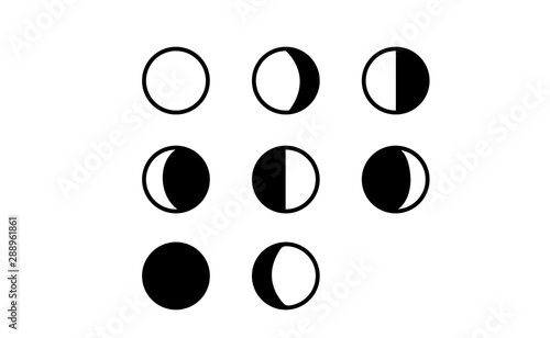 Vector Moon Phases Silhouette Icons