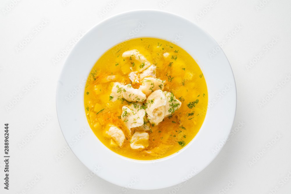 fish soup on the white background fish soup on the white background