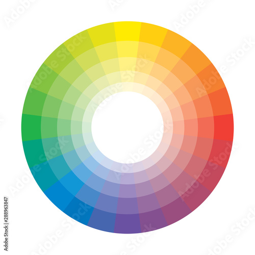 Polychrome Multicolor Spectral Rainbow Circle of 24 segments. The spectral harmonic colorful palette of the painter.