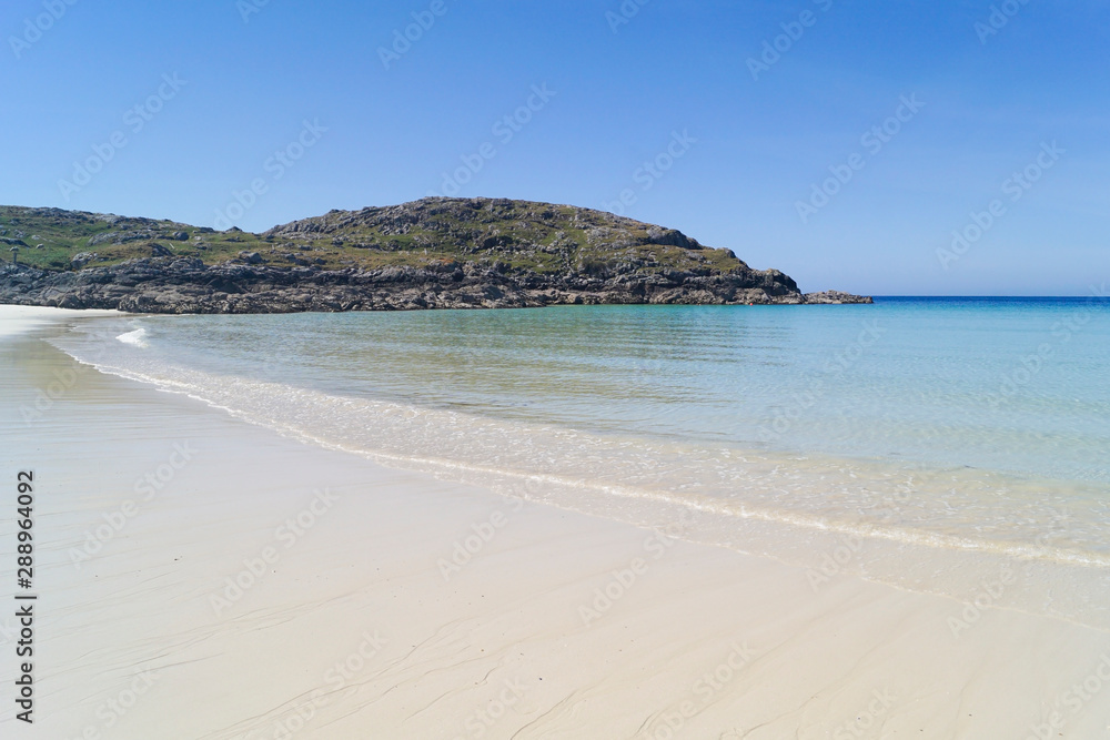 Achmelvich beach on a sunny day in the Scottish highlands