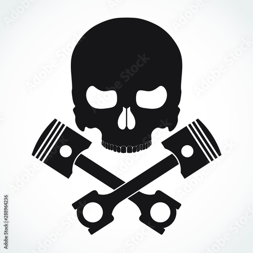 skull with crossed pistons