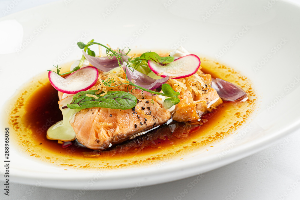 roasted salmon with vegetables and herbs roasted salmon with vegetables and herbs